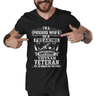Veteran Veterans Day Proud Vietnam Veteran Wife 32 Navy Soldier Army Military Men V-Neck Tshirt - Monsterry DE