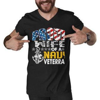 Veteran Veterans Day Proud Wife Of A Navy Veteran Vintage Veterans Day 105 Navy Soldier Army Military Men V-Neck Tshirt - Monsterry DE