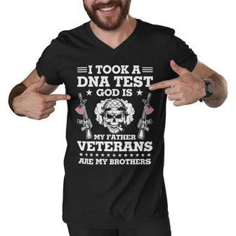 Veteran Veterans Day Took Dna Test God Is My Father Veterans Is My Brothers 90 Navy Soldier Army Military Men V-Neck Tshirt - Monsterry