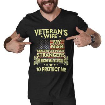 Veteran Veterans Day Wifewomens Proud Veterans Wife 123 Navy Soldier Army Military Men V-Neck Tshirt - Monsterry DE