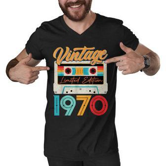 Vintage 1970 Awesome 52 Years Old Retro 52Nd Birthday Bday Men V-Neck Tshirt - Seseable