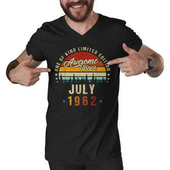 Vintage 60Th Birthday Awesome Since July 1962 Epic Legend Men V-Neck Tshirt - Seseable