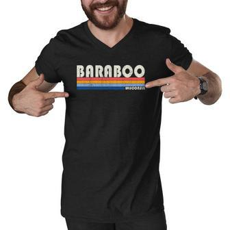 Vintage 70S 80S Style Baraboo Wi Men V-Neck Tshirt | Mazezy