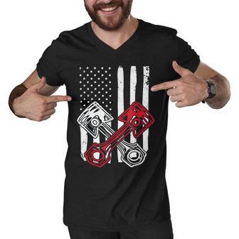 Vintage American Flag Piston Funny Muscle Car Mechanic 558 Trending Shirt Men V-Neck Tshirt | Favorety AU