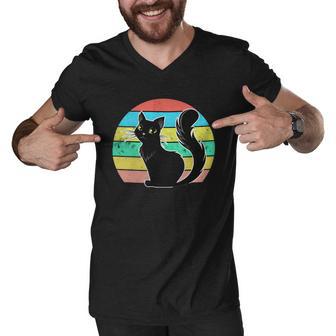 Vintage Black Cat Lover 307 Shirt Men V-Neck Tshirt | Favorety