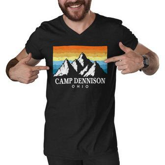 Vintage Camp Dennison Ohio Mountain Hiking Souvenir Print T Shirt Men V-Neck Tshirt - Monsterry AU