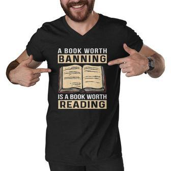 Vintage Censorship Book Reading Nerd I Read Banned Books Men V-Neck Tshirt | Mazezy