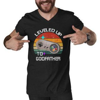 Vintage Leveled Up To Godfather Est 2021 Ver2 Men V-Neck Tshirt | Mazezy
