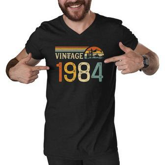 Vintage Made In 1984 38Th Birthday Gift Retro Classic 1984 Gift Men V-Neck Tshirt | Mazezy