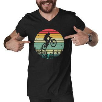 Vintage Mountain Bike Retro Downhill Biking Men V-Neck Tshirt | Mazezy