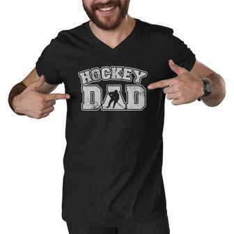Vintage Print Hockey Coach For Hockey Dad Men V-Neck Tshirt | Mazezy