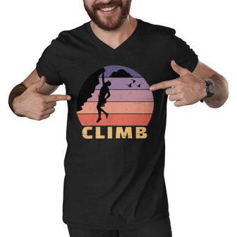 Vintage Retro Rock Climber 174 Shirt Men V-Neck Tshirt | Favorety