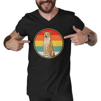 Vintage Retro Sunset Canaan Dog Dog Men V-Neck Tshirt | Mazezy