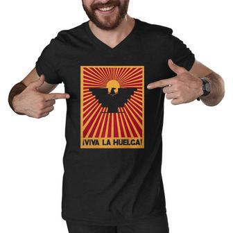 Viva La Huelga Long Live The Strike Spanish Stand Up Men V-Neck Tshirt | Mazezy