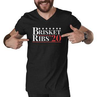 Vote Brisket And Ribs 2020 - Funny Barbeque Grilling Men V-Neck Tshirt | Mazezy