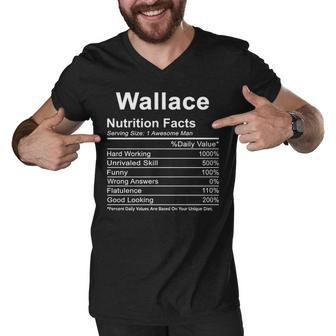 Wallace Name Funny Gift Wallace Nutrition Facts Men V-Neck Tshirt - Seseable