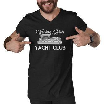 Webster Lake Yacht Club Pontoon Boat Men V-Neck Tshirt | Mazezy