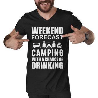 Weekend Forecast Camping With A Chance 21 Shirt Men V-Neck Tshirt | Favorety UK