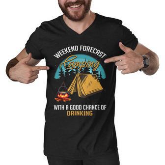 Weekend Forecast Camping With A Good 15 Shirt Men V-Neck Tshirt | Favorety DE