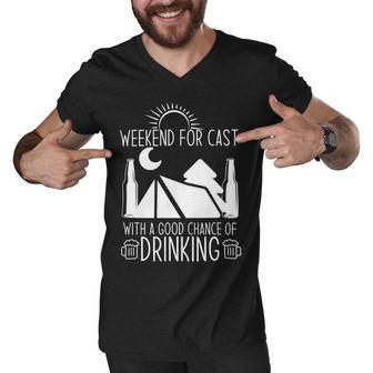 Weekend Forecast Camping With A Good 17 Shirt Men V-Neck Tshirt | Favorety CA