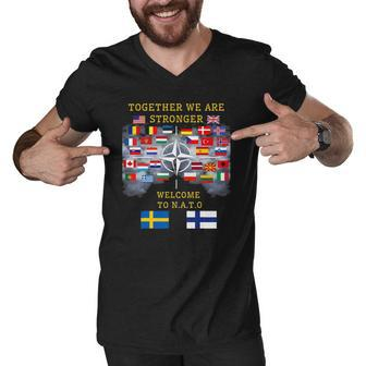 Welcome Sweden And Finland In Nato Together We Are Stronger Men V-Neck Tshirt | Mazezy