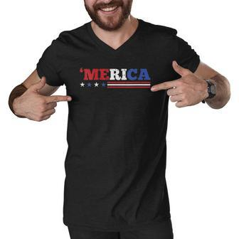 Womens Merica 4Th Of July Independence Day Patriotic American V-Neck Men V-Neck Tshirt | Mazezy