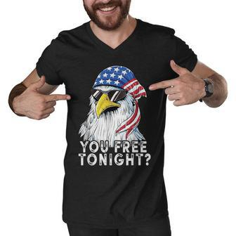 You Free Tonight Eagle American Flag 4Th Of July Sunglasses Men V-Neck Tshirt - Seseable