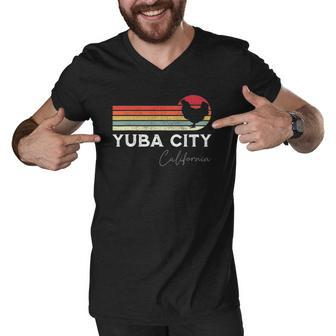 Yuba City California Retro Chicken Lover Souvenir Men V-Neck Tshirt | Mazezy