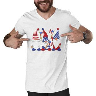 4Th Of July 2022 Patriotic Gnomes Funny American Usa Men V-Neck Tshirt | Mazezy