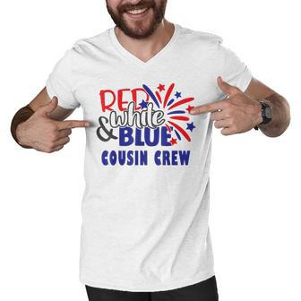 4Th Of July Cousin Crew Red White And Blue Cousin Crew Funny Men V-Neck Tshirt - Seseable