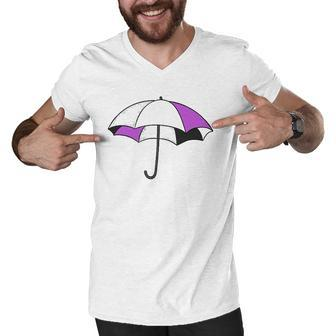 Ace Asexual Pride Asexuality Purple Umbrella Pride Flag Men V-Neck Tshirt | Mazezy