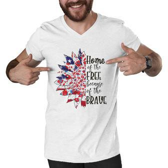 America The Home Of Free Because Of The Brave Plus Size Men V-Neck Tshirt | Mazezy
