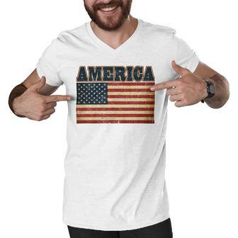 American Flag American Pride 4Th Of July Men V-Neck Tshirt - Monsterry