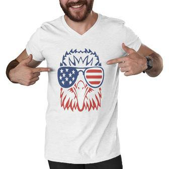 American Flag Eagle 4Th Of July Usa Sunglasses Patriotic Men V-Neck Tshirt | Mazezy