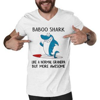 Baboo Grandpa Gift Baboo Shark Like A Normal Grandpa But More Awesome Men V-Neck Tshirt - Seseable