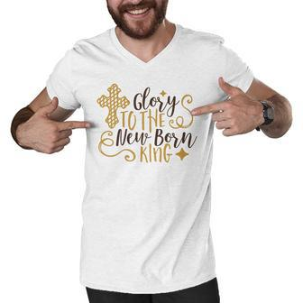 Baby Shower Text Design Glory To The New Born Men V-Neck Tshirt | Favorety UK