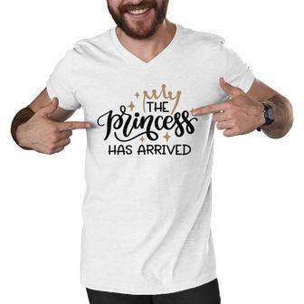 Baby Shower Text Design The Princess Has Arrived Men V-Neck Tshirt | Favorety CA