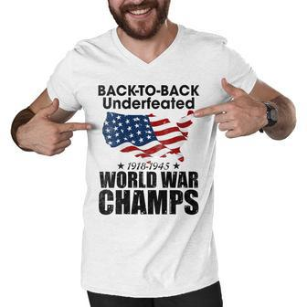 Back To Back Undefeated World War Champs Trend Men V-Neck Tshirt - Seseable