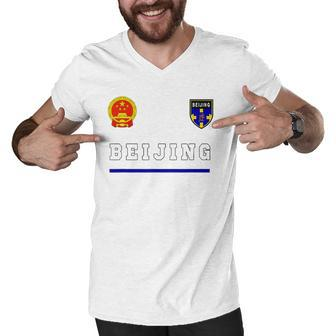 Beijing Soccer Jersey Tee Flag Football Men V-Neck Tshirt | Mazezy