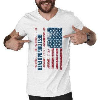 Best Dog Dad Ever | Cute Fathers Day Funny 4Th Of July Gift Men V-Neck Tshirt - Seseable