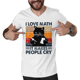 Black Cat I Love Math It Makes People Cry Men V-Neck Tshirt - Monsterry CA