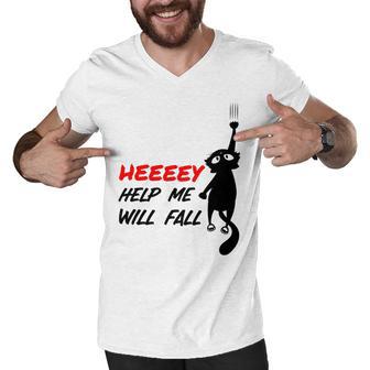 Black Cat Sayes Hey Cat Sayes Hey Men V-Neck Tshirt | Favorety UK