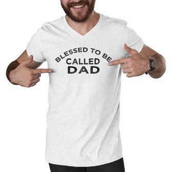 Blessed To Be Called Dad Sticker Men V-Neck Tshirt | Favorety