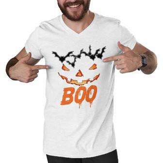 Boo Scary Pumpkin Face Men V-Neck Tshirt | Favorety