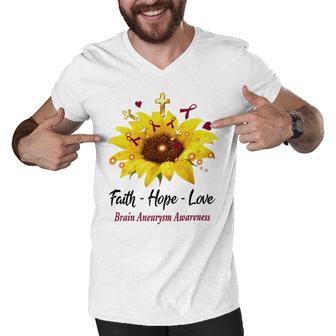 Brain Aneurysm Awareness Faith Hope Love Men V-Neck Tshirt | Favorety CA