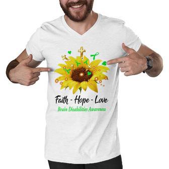 Brain Disabilities Awareness Faith Hope Love Men V-Neck Tshirt | Favorety CA