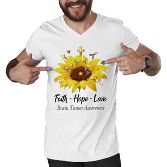 Brain Tumor Awareness Faith Hope Love Men V-Neck Tshirt | Favorety UK