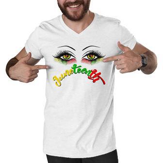 Bright Eyes Juneteenth African American Eye Black Flag V2 Men V-Neck Tshirt | Favorety UK