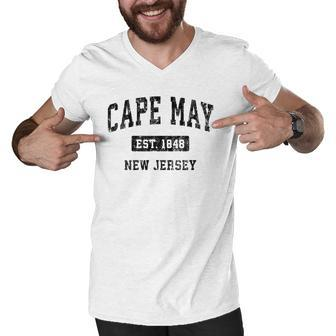 Cape May New Jersey Nj Vintage Sports Design Black Design Men V-Neck Tshirt | Mazezy