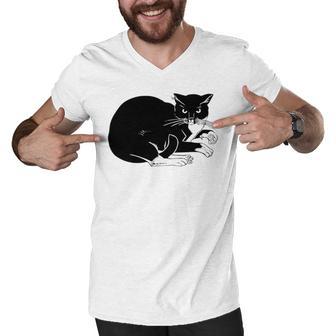 Cat Cut Cat Cat Lovers Black Cat Funny Cat Birthday Cat Gift Cat Danger Kitty V3 Men V-Neck Tshirt | Favorety UK